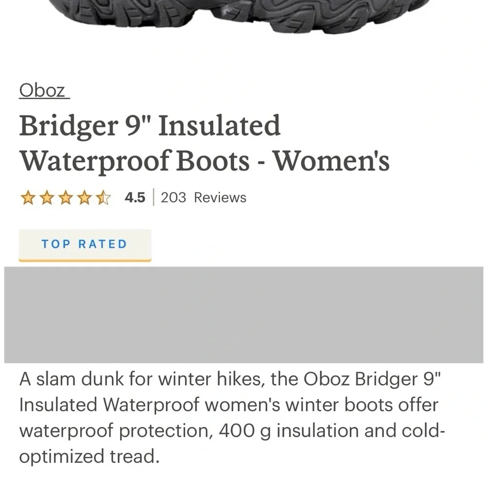 Oboz Bridger 9" Insulated Winter Waterproof Hiking Boots 6/36 Activewear Outdoor - Picture 14 of 16